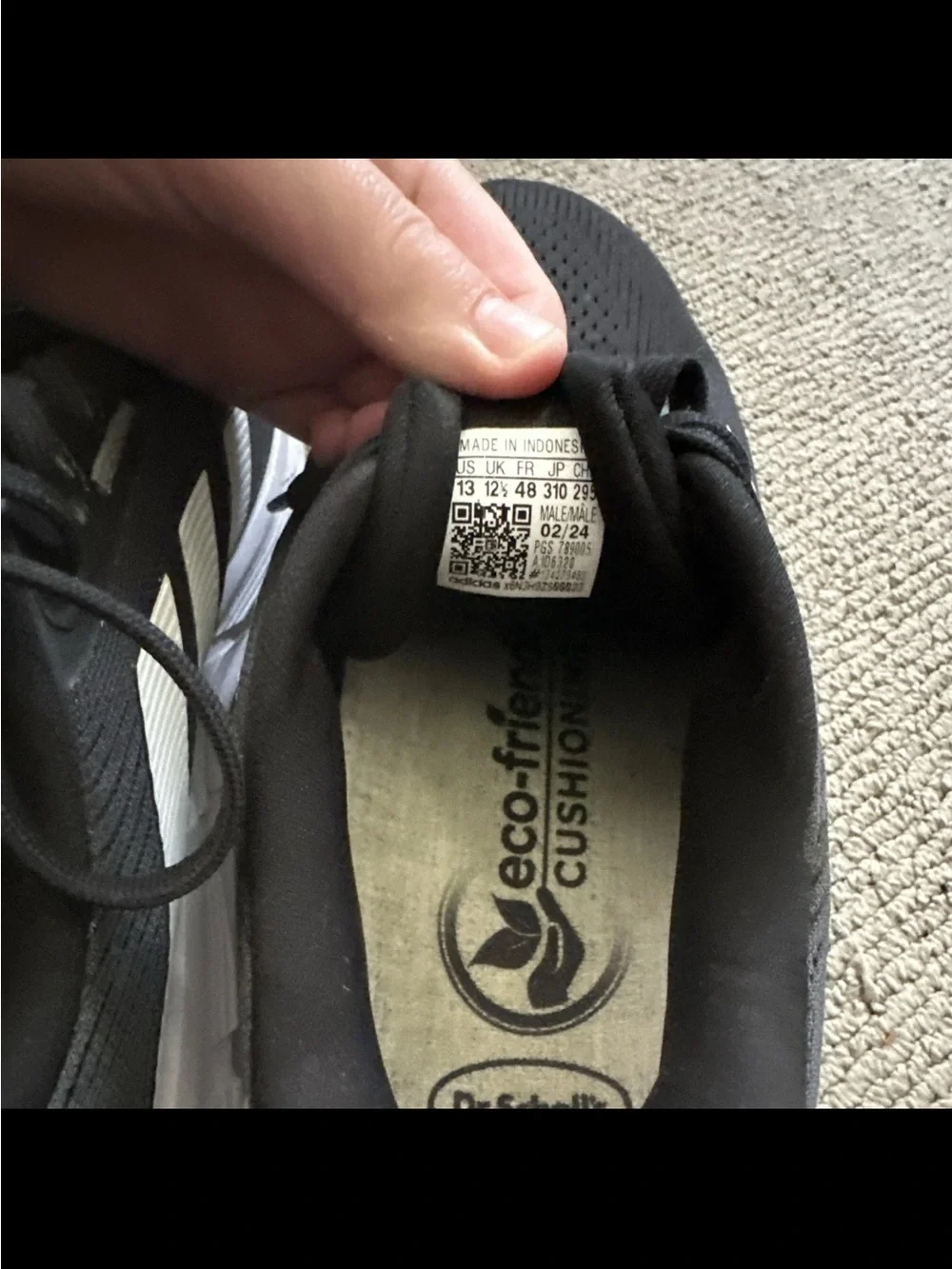 adidas Men's Black Athletic Running Shoes with White Stripes